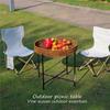 Portable Rattan Wicker Dining Table - Foldable Round Camping Table with Brown Finish, Outdoor Tea Table for Picnics & Camping