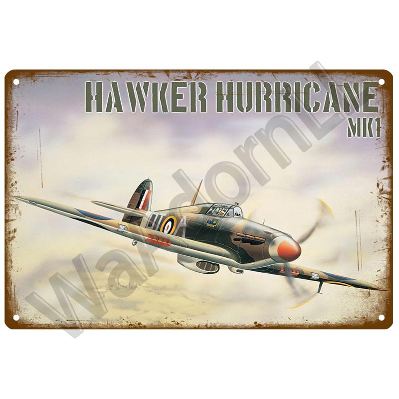 Vintage Metal Signs Aircraft Plate Retro Tin Sign Fighter Jet AirPlane Metal Plaque Painting Living Room Home Wall Decoration