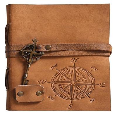 Diario de Cuero Cuaderno para Escribir Diario de Viaje Único Hecho a Mano en Relieve y Formato con Cuerda de Llave