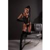 Women Dark Style Steel Boned Sheer Corset Set,Deep V Mesh Bustier with Metal Chain Thong,Sculpting Sexy Outfit for Hot Girls