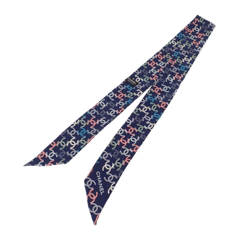 Chanel Scarf Navy/multicolor Silk Women
