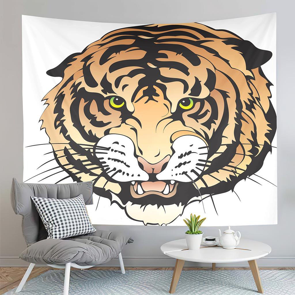 Cartoon Tiger Tapestry Cute Big Eyes Pink Paws Tiger Cub Tapestry Art Home Living Room Bedroom Decor Tapestries for Girls Boys