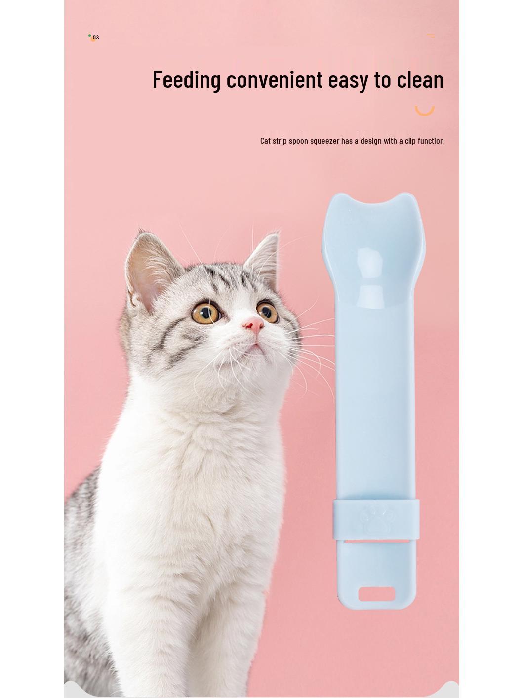 

Cat Strip Feeder & Squeeze Spoon for Mess-Free Pet Snack Feeding синий