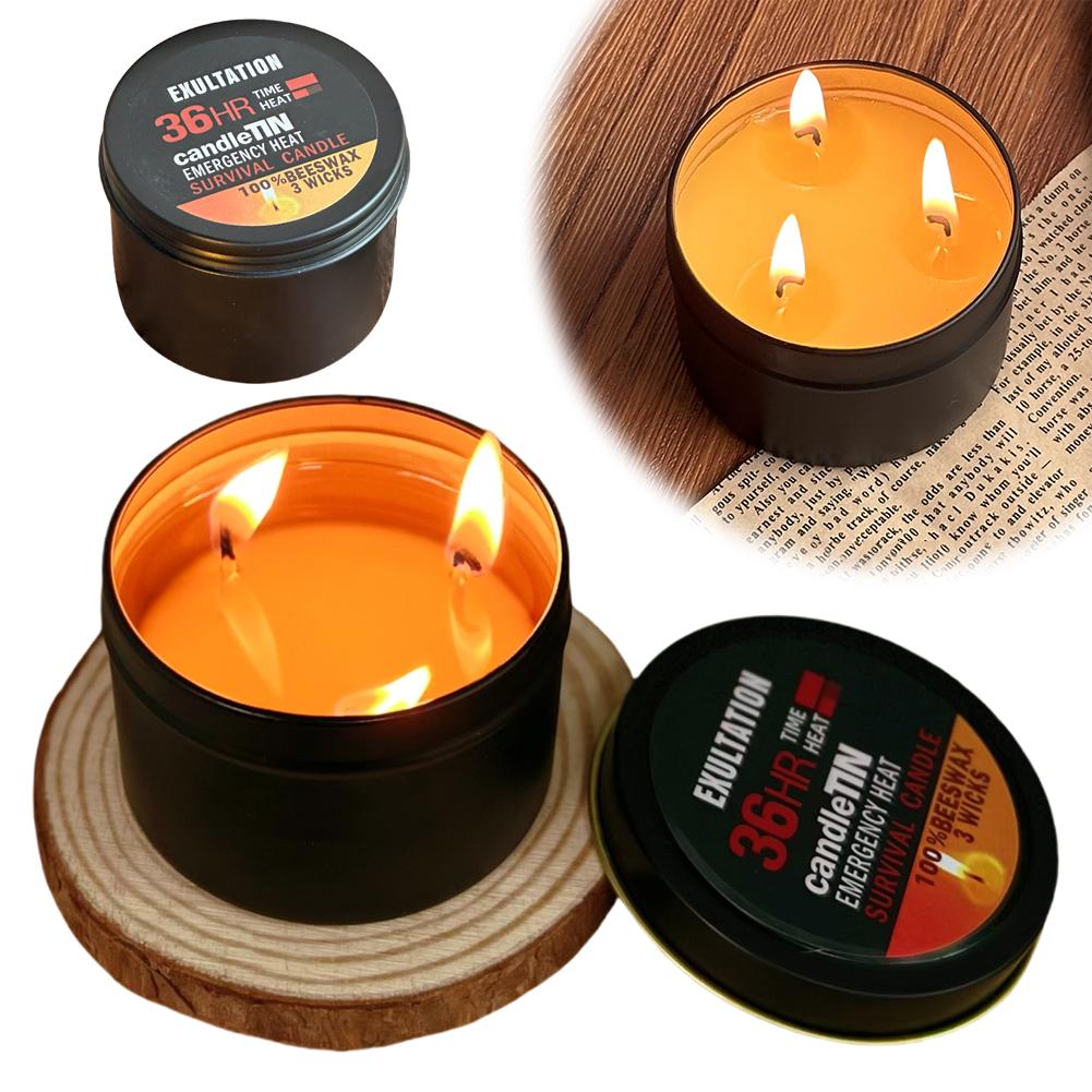 1/2/3pcs Emergency Candle 36 Hour 3 Wick Long Lasting Beeswax Survival Candle with Aroma for Home Camping Fishing