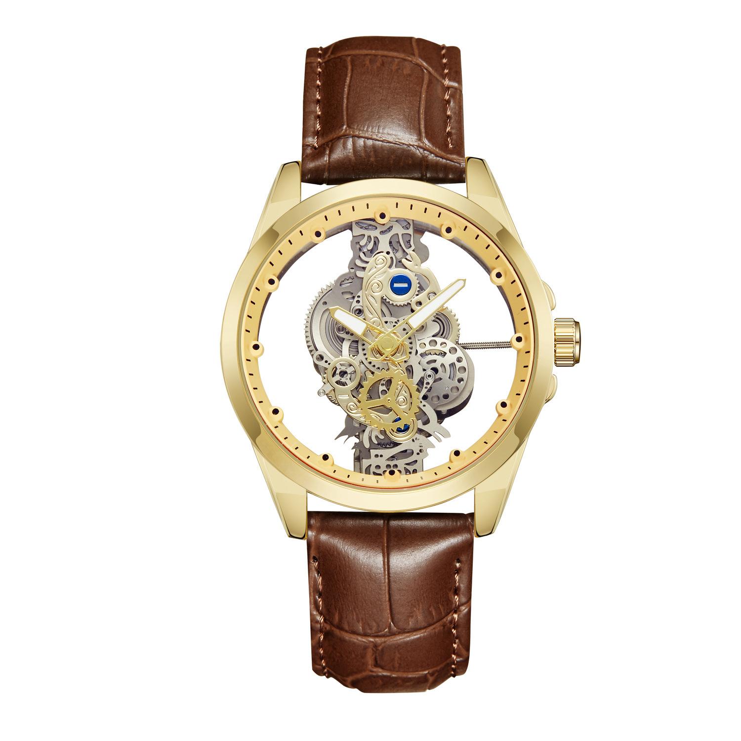 Double-Sided Transparent Hollow Automatic Mechanical Watch Men S Watch Men S Waterproof Luminous Quartz Watch