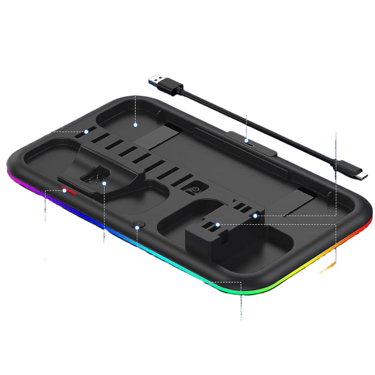 

Кронштейн охлаждения RGB для Nintendo Switch, контроллер Switch Pro, зарядная станция, быстрое зарядное устройство для Joy-con Switch 27*3.5*16.5cm чёрный