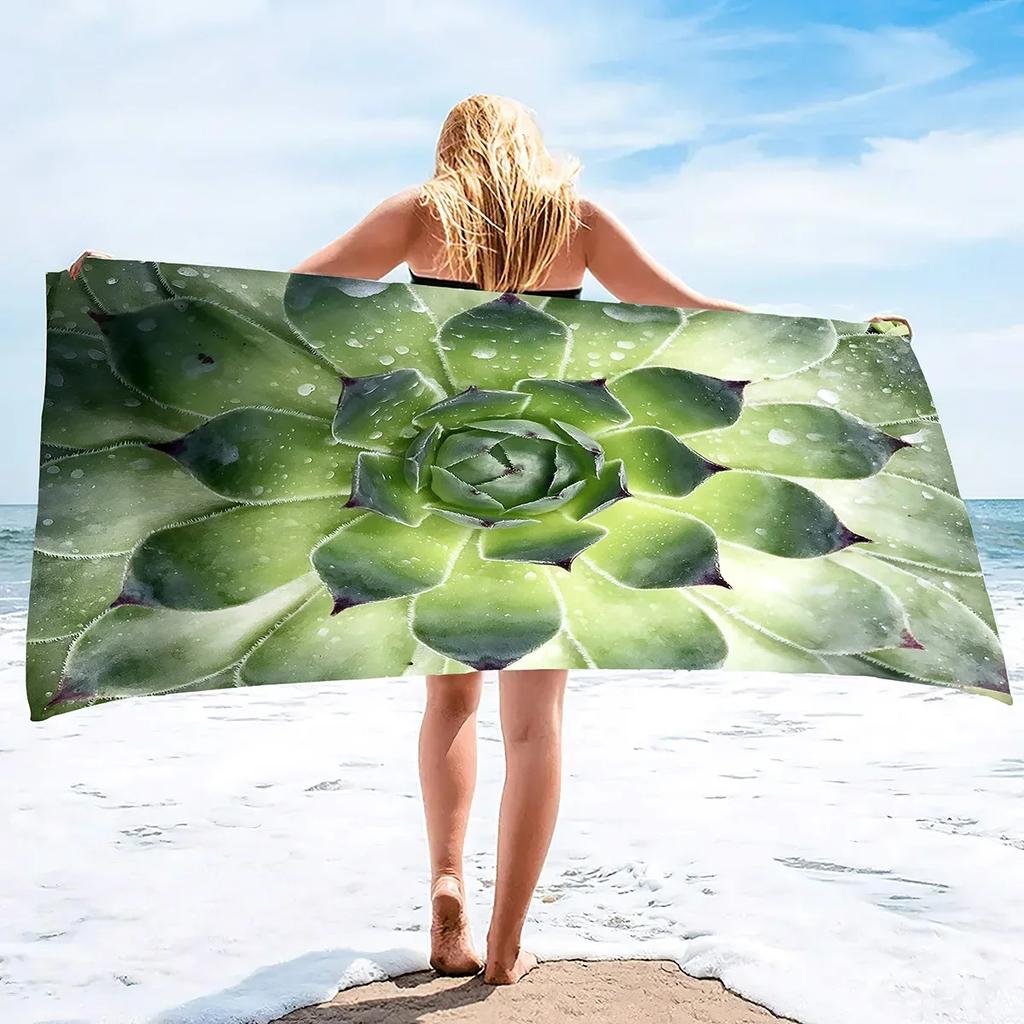 Succulent Plants Bath Towels Soft Bathing/Beach/Camping Towel Large Size Sandless Beach Bath Pool Towel for Women Men Girls Boys