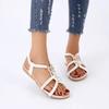 Rhinestone Sandals Women's Summer 2026 New Bohemian Diamond Flat All-match Flat Heel Open Toe Plus Size Women's Holiday Shoes
