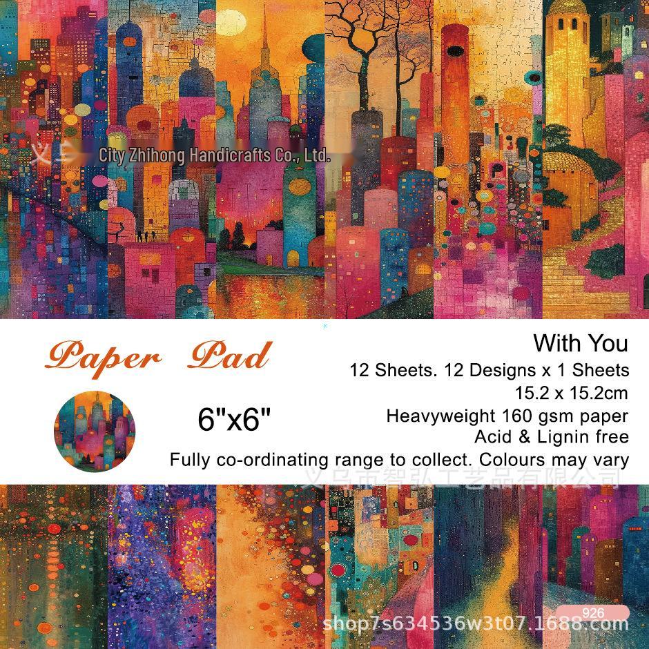 6-inch DIY Photo Album Background Paper - Single-sided, 12 Unique Designs (1 Sheet/Set)
