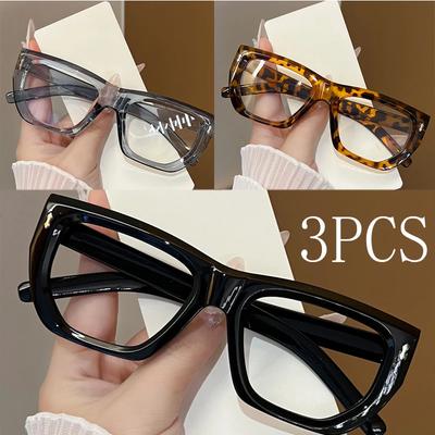 3PCS Fashion Square Glasses for Women Men Blue Light Blocking Stylish Designer Eyewear Classic Daily Life