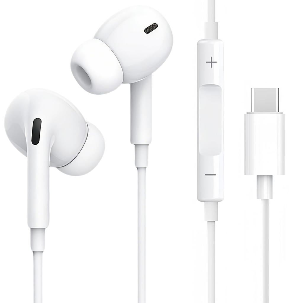 KEKEMEI Wired Earphones Type-C | High-Resolution Audio Compatible, with Microphone, Remote Volume Control | Compatible with iPhone 17/16/15/Android/Ga