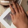 WOSTU 925 Sterling Silver Star and Moon Link Ring With Nano Opal For Women's Engagement & Proposal Parties Fine Jewelry Gifts