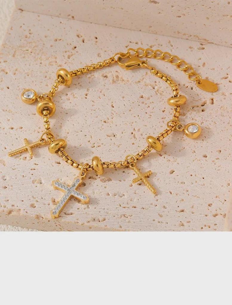 18k Vergoldetes Titanstahl Diamantarmband - Modischer Europäischer & Amerikanischer Stil