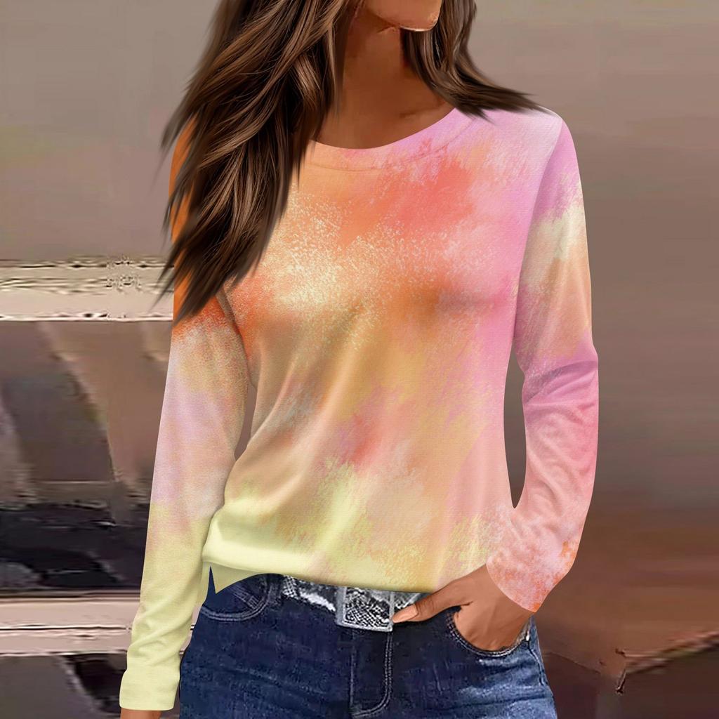 Women's Daily Casual Long-sleeved Printed O-neck Top