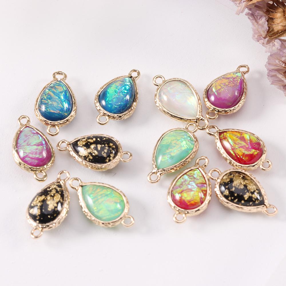 5Pcs/lot Resin Charm Beads Imitation Opal Water Drop Shape Pendant for Jewelry Making DIY Necklace Bracelet Earring Accessories
