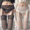 "Temptation Black Silk Lace Garter Stockings - Sexy Over-the-Knee Pantyhose for Women"