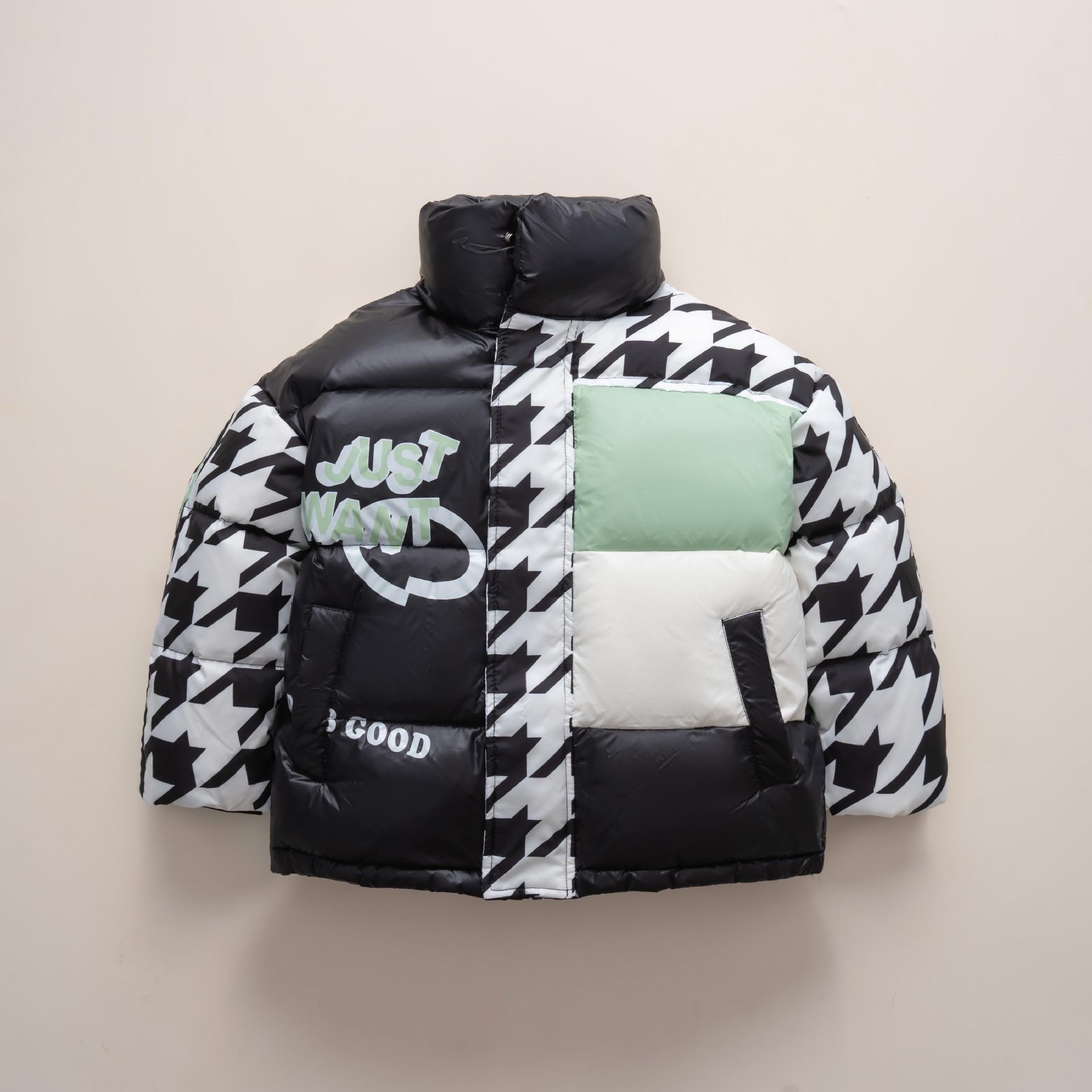 

Thickened contrasting color children s down jacket men s and women s children s clothing trendy stand-up collar jacket 160cm