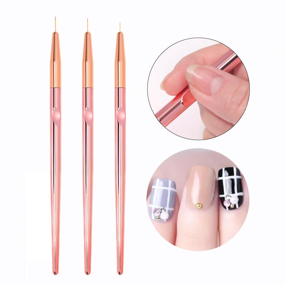 

YIKOOLIN Набор кистей для нейл-арта с французской полоской, 3 шт., 3D типсы, кисти для лайнера, для маникюра, кисть для рисования, инструменты для рисования, аксессуары для ногтей розовый