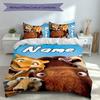 Set de 3 Piezas con Nombre Personalizado La Edad de Hielo El Amanecer de los Dinosaurios, Incluye 1 Funda Nórdica y 2 Fundas de Almohada, Decoración de Dormitorio para Todas las Estaciones