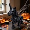 Dark Fantasy Wohnkultur 3D Gedrucktes Pferde Skelett Ornament, Hörner Knochen Statue, Kreatives Gruseliges Innenraum Ornament PLA Handwerk für Halloween Und Spuk