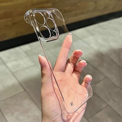 Skaidrus berėmis kietas PC dėklas iPhone 16 15 13 12 11 14 Pro MAX plonas smūgiams atsparus permatomas dangtelis