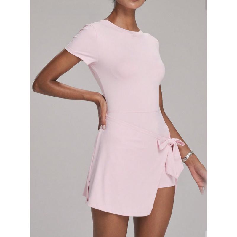 Fake Two-Piece Anti-Exposure Tight-Fitting Sports Dress Slimming Strap Casual Fitness Back Yoga Tennis Dress