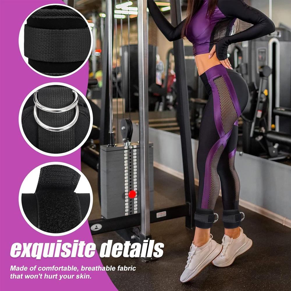 Sports Ankle Strap for Cable Machines Enhanced Booty Glute Leg Gym Ankle Cuff for Kickbacks Adjustable D-Ring Support Cuffs