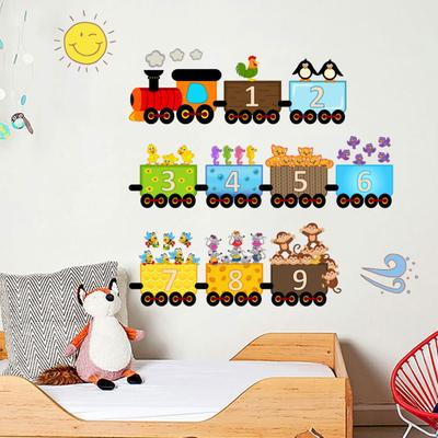 Nálepky na zeď se vzorem vlaku Antideformované PVC Nálepka s číslem Learning Home Decor