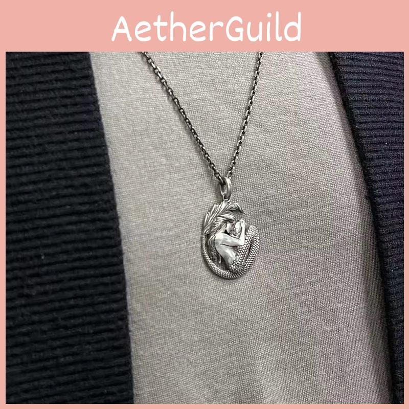 Mermaid Fashionable Pendant Necklace Geometric Pattern Men Women Decoration