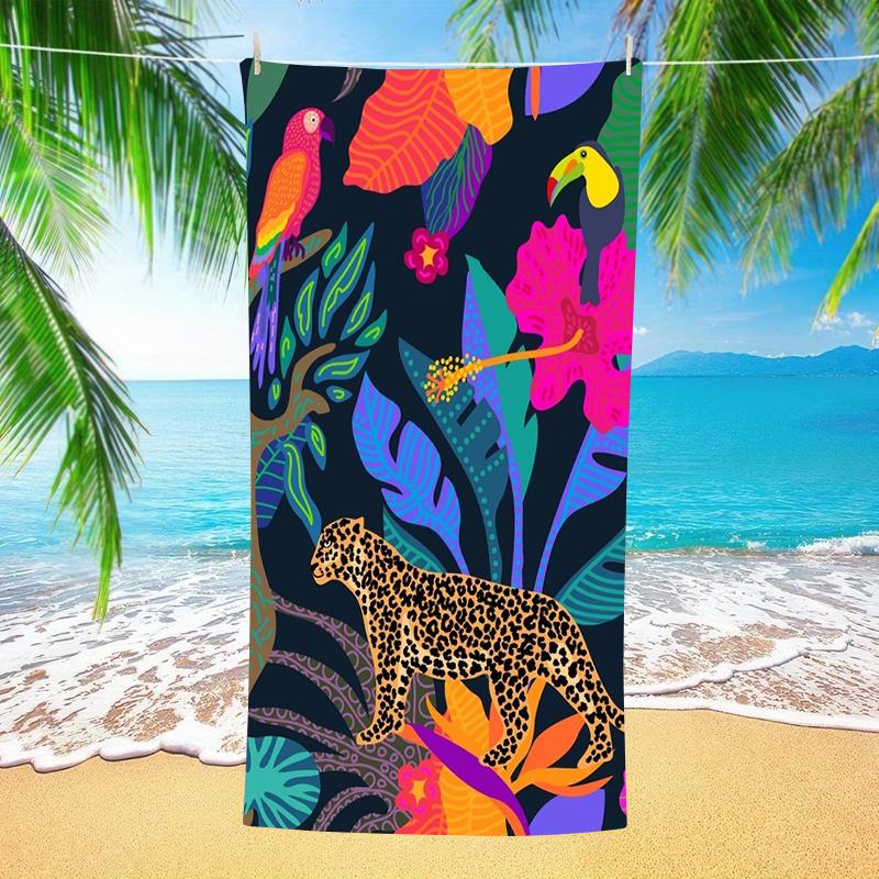 Oversized Microfiber Beach Towel Extra Large Quick Dry Sand Free Bath Towel Tropical Leopard Parrot Swim Pool Blanket Adults
