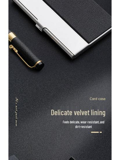 Men's and Women's Portable Stainless Steel Leather Business Card Holder