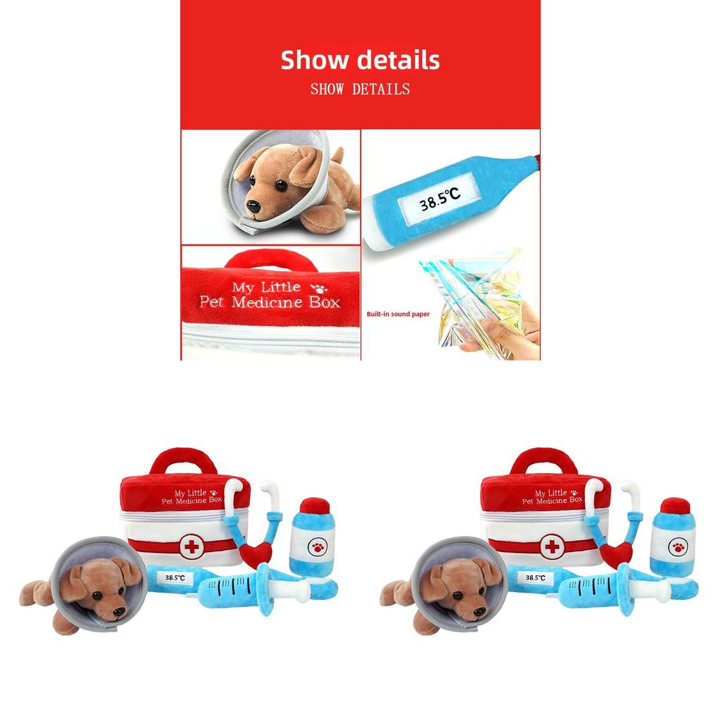 Pet Medical Kit Plush Toy With Soft Short Pile For Family Role Play And Interactive Play