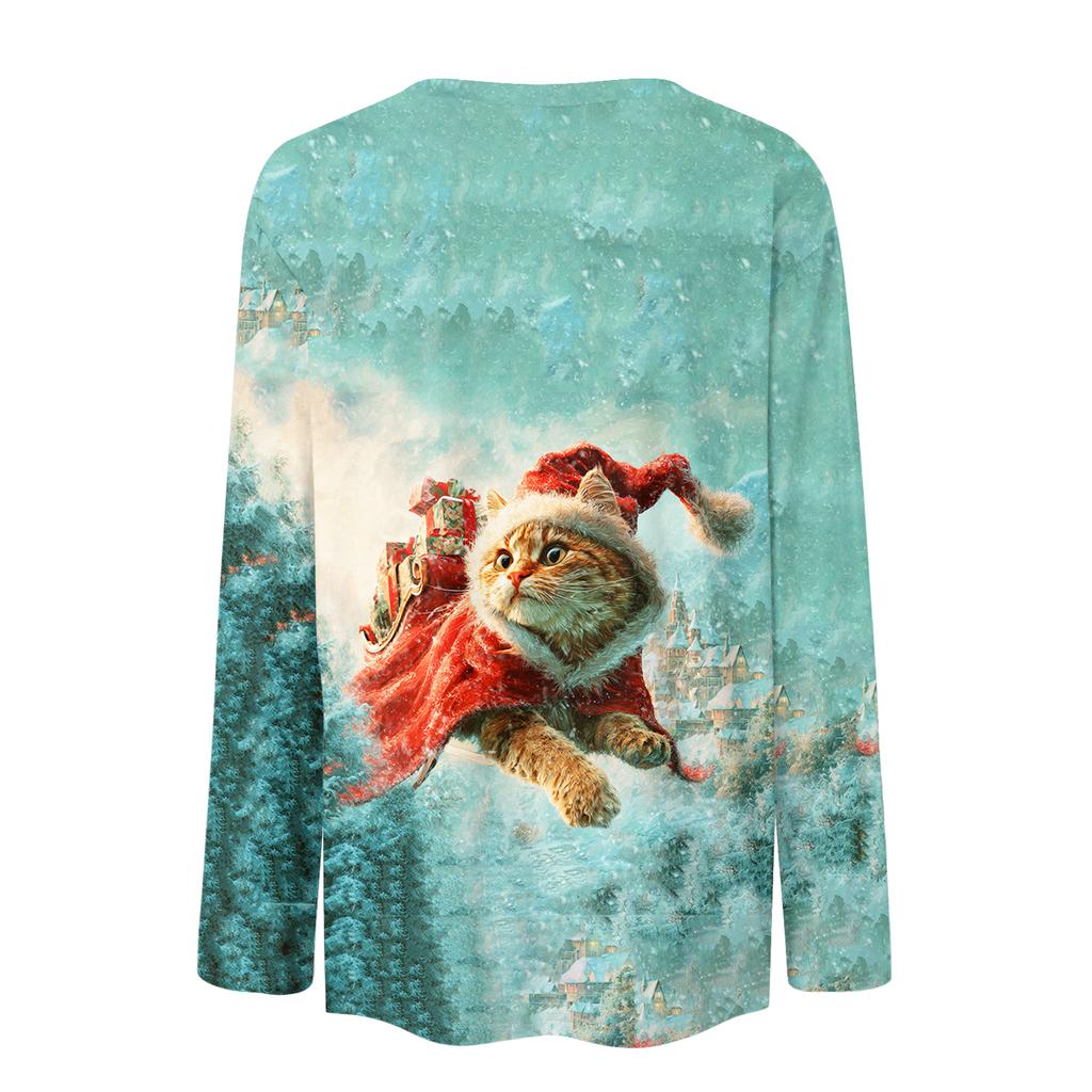 Košile s dlouhým rukávem pro ženy Roztomilý potisk Grafika Trička Halenky Běžné Velikosti Zásadní topy Pulovr