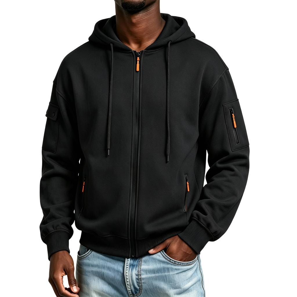 Men's Color Winter Hoodie with Zippered Pockets