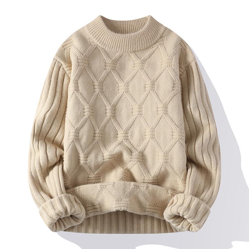 Men S Casual Solid Crew Neck Long Sleeve Pullover Knit Sweater