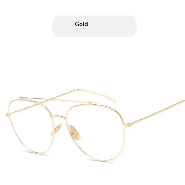 New Cat Eye Eyeglasses  Women Vintage Oversized Metal Glasses Frame Men Anti Blue Light Glasses Gold Optical Spectacle