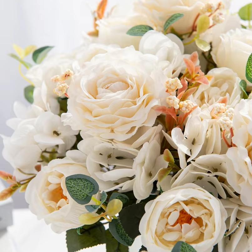 Artificial Rose Peony Bouquet High Quality Fake Flowers Festival Home Decora Diy Crafts Plants Arrangement Wedding Garden Bonsai