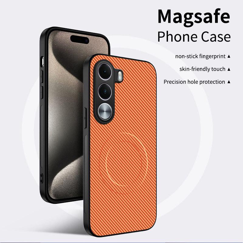 Realme C100i-4G Kohlefaser Lederstruktur MagSafe Linsenschutzhülle