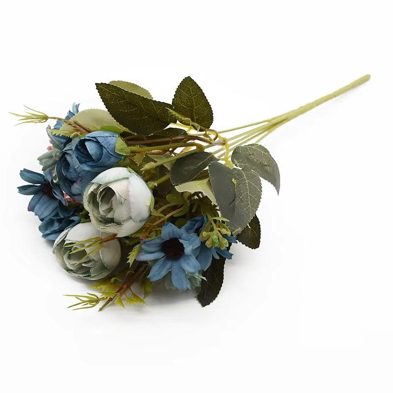 

Многоцветные чайные розы вазы для украшения дома аксессуары искусственные ромашки пластиковые растения свадебные декоративные искусственные цветы дешевые