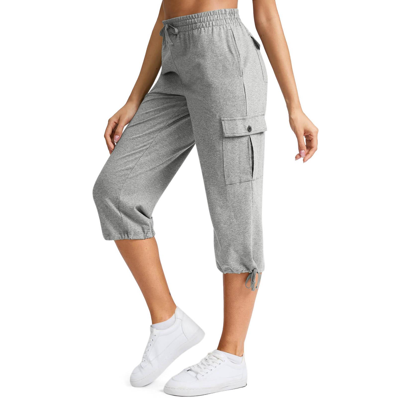 

Женские хлопковые капри-карго с 6 карманами, легкие, удобные, повседневные, летние брюки для путешествий на открытом воздухе XL