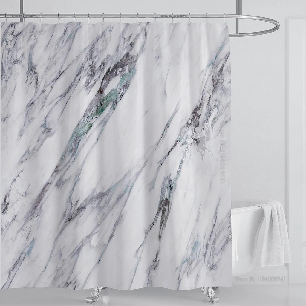 Marble Waterproof Shower Curtain Waterproof Shower Curtain For Bathroom Decor Printed Washable Shower Curtain With Hooks
