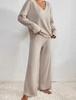 2025 Autumn/Winter Hot Selling Ribbed V-Neck Long Sleeve Brushed Casual Set for Women
