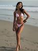 2026 New Spring/Summer Women Pink Halter Triangle Bikini Set Tie Side Mini Skirt Cover Up 3 Piece Swimsuit Beach Pool Vacation K302