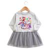 Korean Style Girls' Cartoon Long Sleeve Princess Dress - Mesh Skirt (Spring & Autumn 2026)