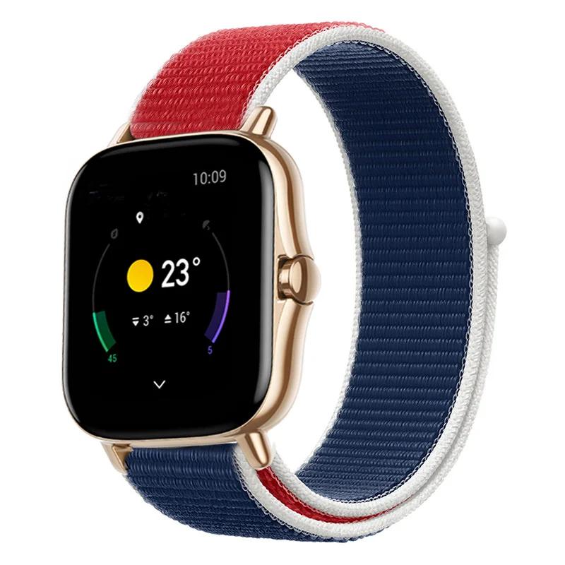 20mm/22mm Nylon Loop watch band For Amazfit GTS/4/2e/3/GTS2 Mini/GTR 4/3 pro/47mm/GTR2/2e/stratos Bracelet Amazfit bip-u strap
