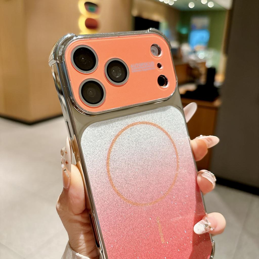 Applicable To Apple 17proMax Glitter Gradual Change Magnetic Mobile Phone Case iPhone16 Four Corners Anti-drop 15 All-inclusive Sheath