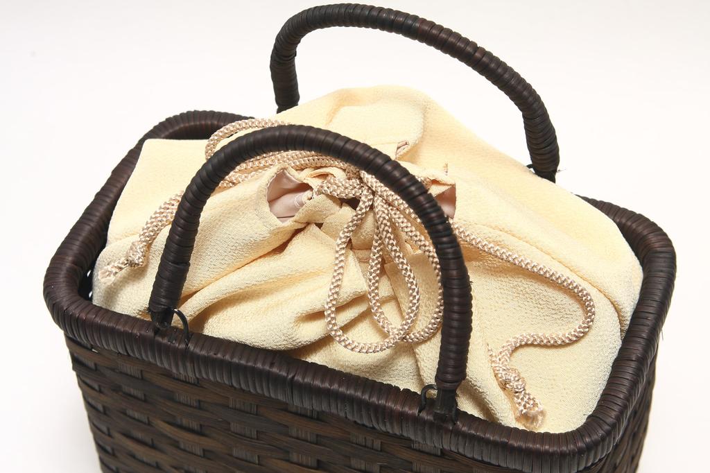 [Hasegawa] Bamboo Basket Bag for Yukata (Women's), Detachable Drawstring (Natural Color)