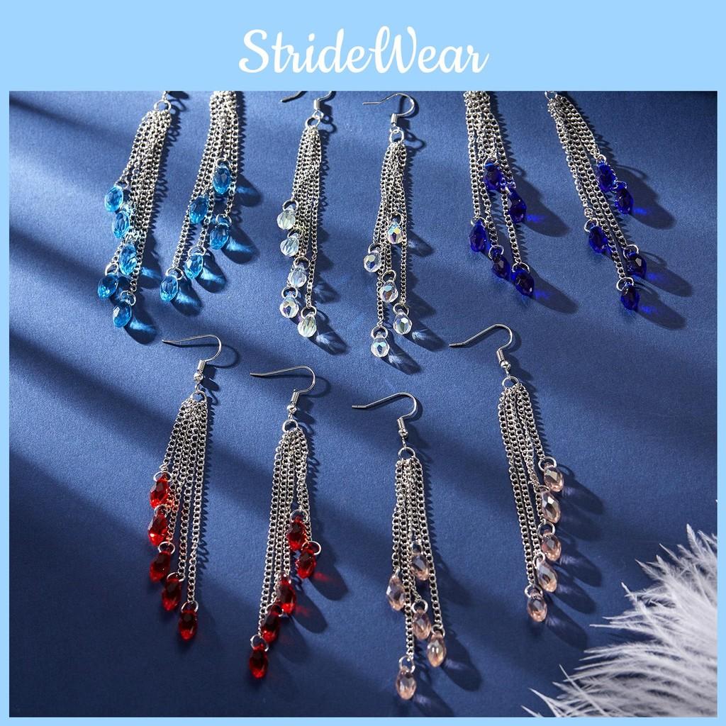 Geometric Charming Long Water Drop Tassel Earrings In 925 Silver For Women Fashionable