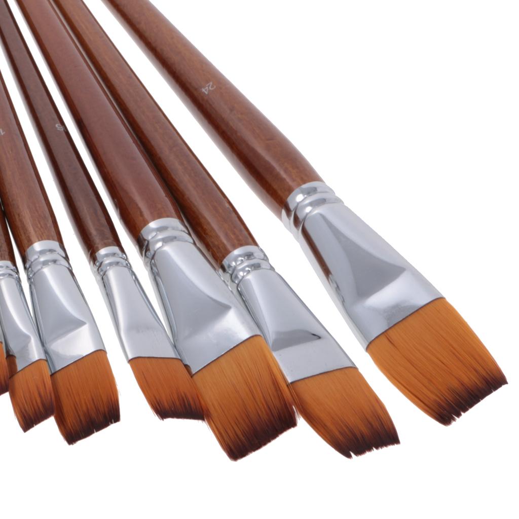 13 Pieces Artists Paint Brushes Set Wooden Handle Nylon Hair