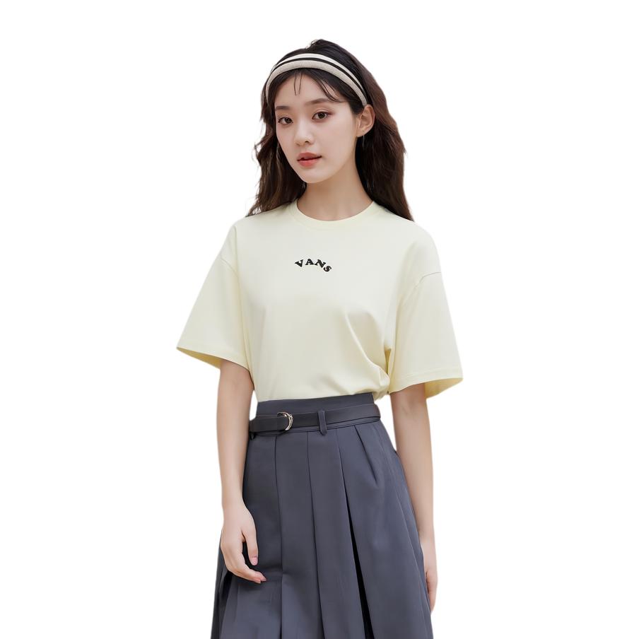 Vans American Vintage Solid Color Bulb Print Crew Neck Short Sleeve T-Shirt Unisex Tops Vintage-White VN0A7PZQ3KS